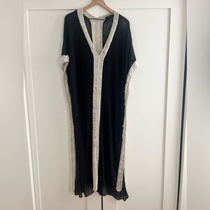 Zara Black Maxi Dress with Cream Trim
